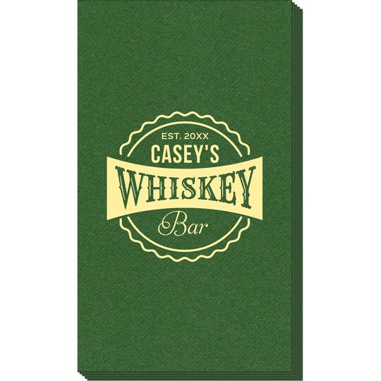 Whiskey Bar Label Linen Like Guest Towels